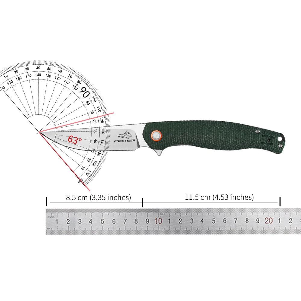 FREETIGER D2 Steel Folding Knife - EDC Pocket Knife, Survival Multitool for Hunting & Tactical | Box Cutter & Hand Tool FT941