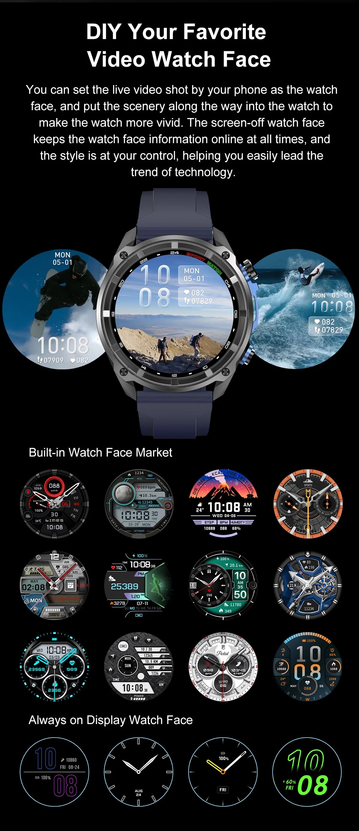 VWAR Tactical Smart Watch Built-in GPS Offline Map 4GB Memory 3 ATM IP69K Swimming Waterproof Men Militray Smartwatch 2025 NEW