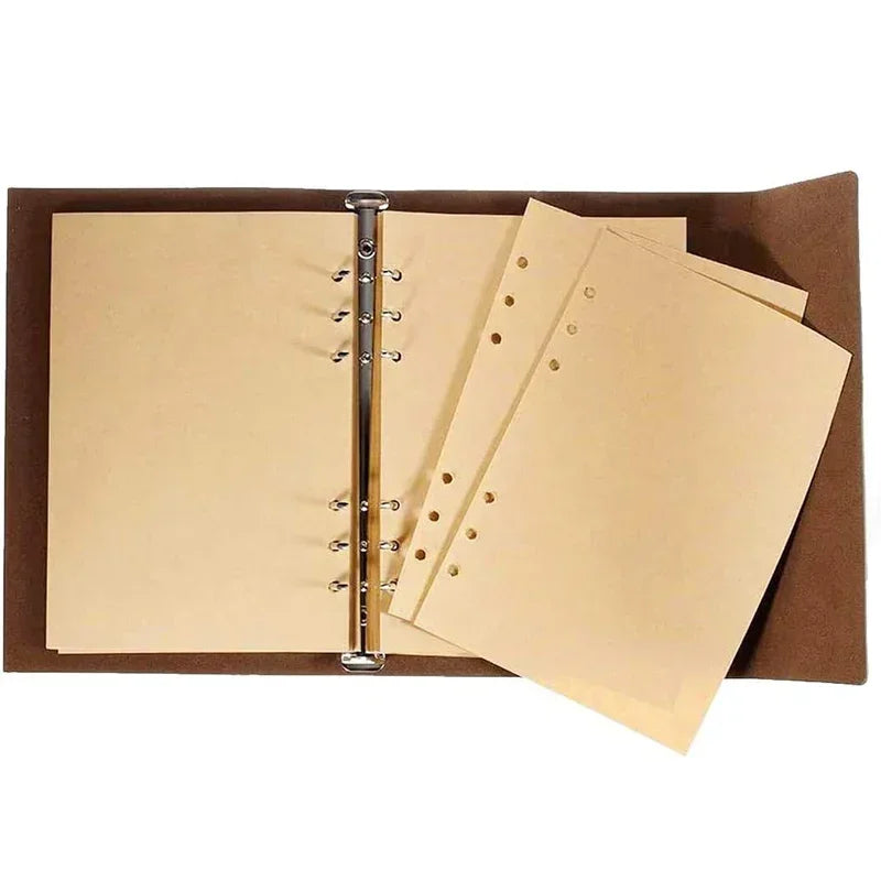 Retro Notebooks & Journals Agenda  Binder Sketch Book Leather Soft Cover 14x10cm Replaceable Kraft Paper Inner Korean Stationery